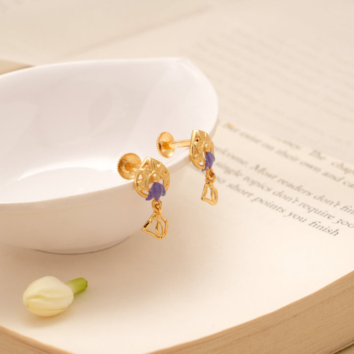 Elegant Tear Drop Enamel Golden Earring