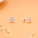 Charm Flower Cubic Stone Silver Stud