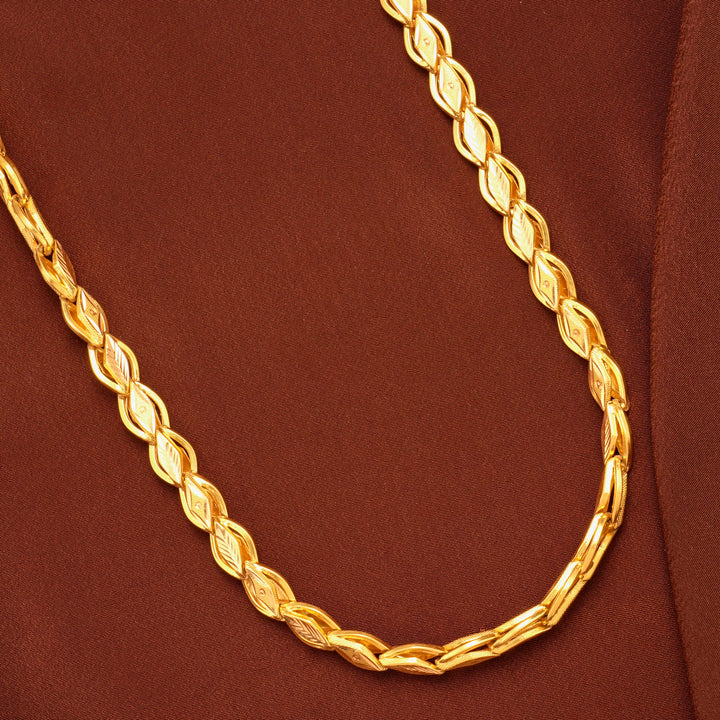 Traditional Leaf Design Gold Chain for Men