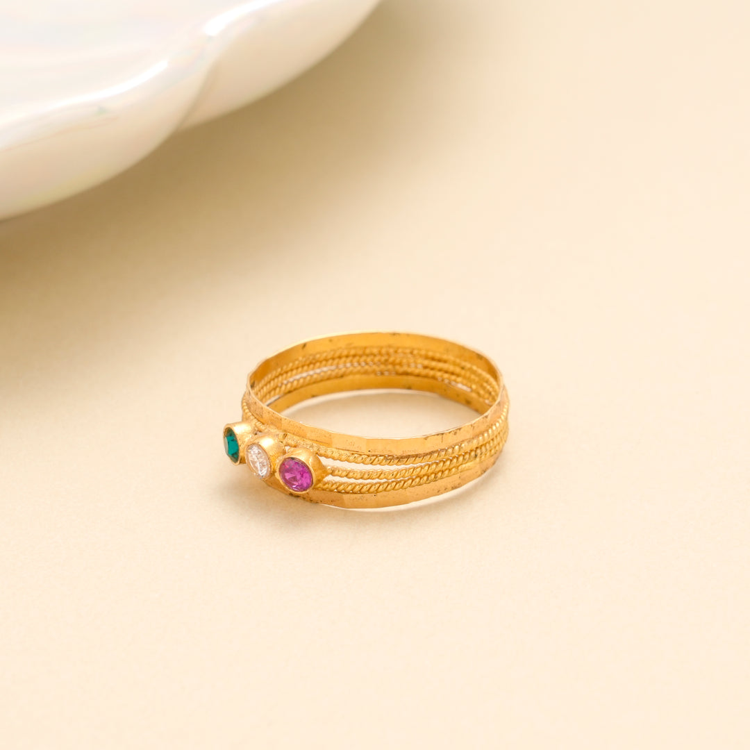 Emerald Ruby CZ Gold Ring