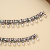 Silver Ruby Teardrop Link Antique Anklet