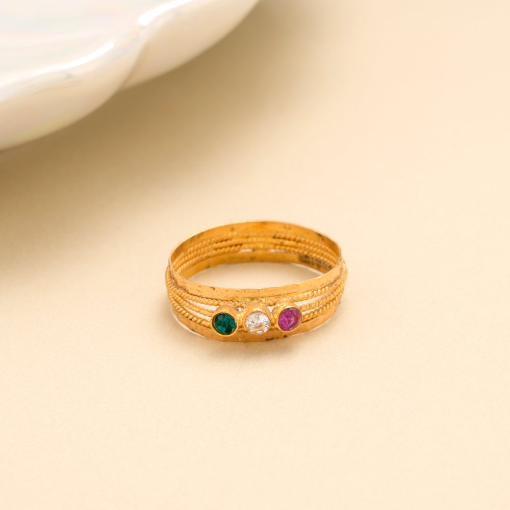 Emerald Ruby CZ Gold Ring