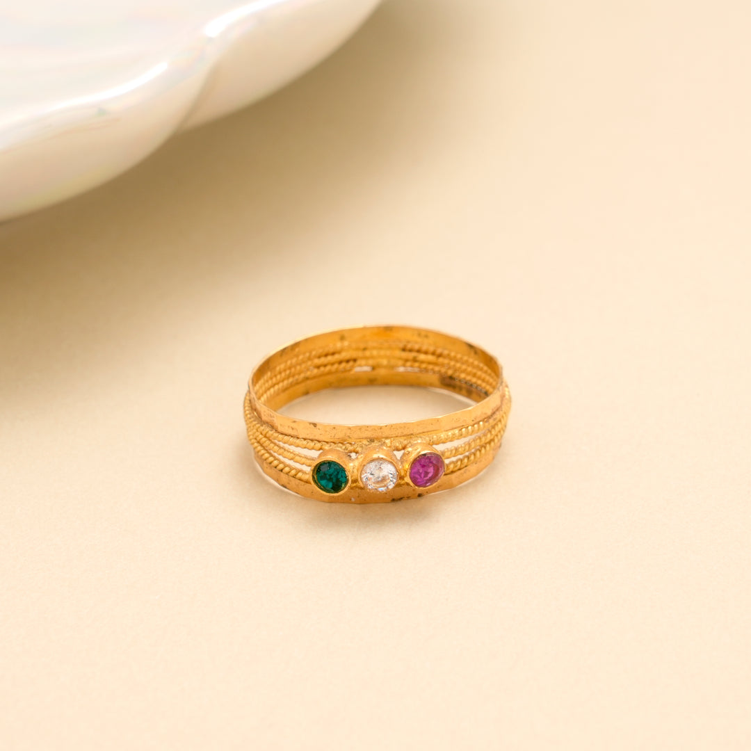 Emerald Ruby CZ Gold Ring