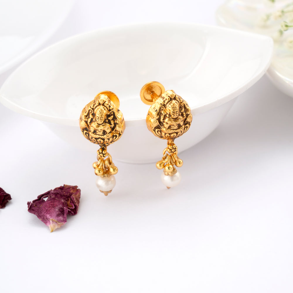 Antique Lakshmi with Pearl Drop Earring