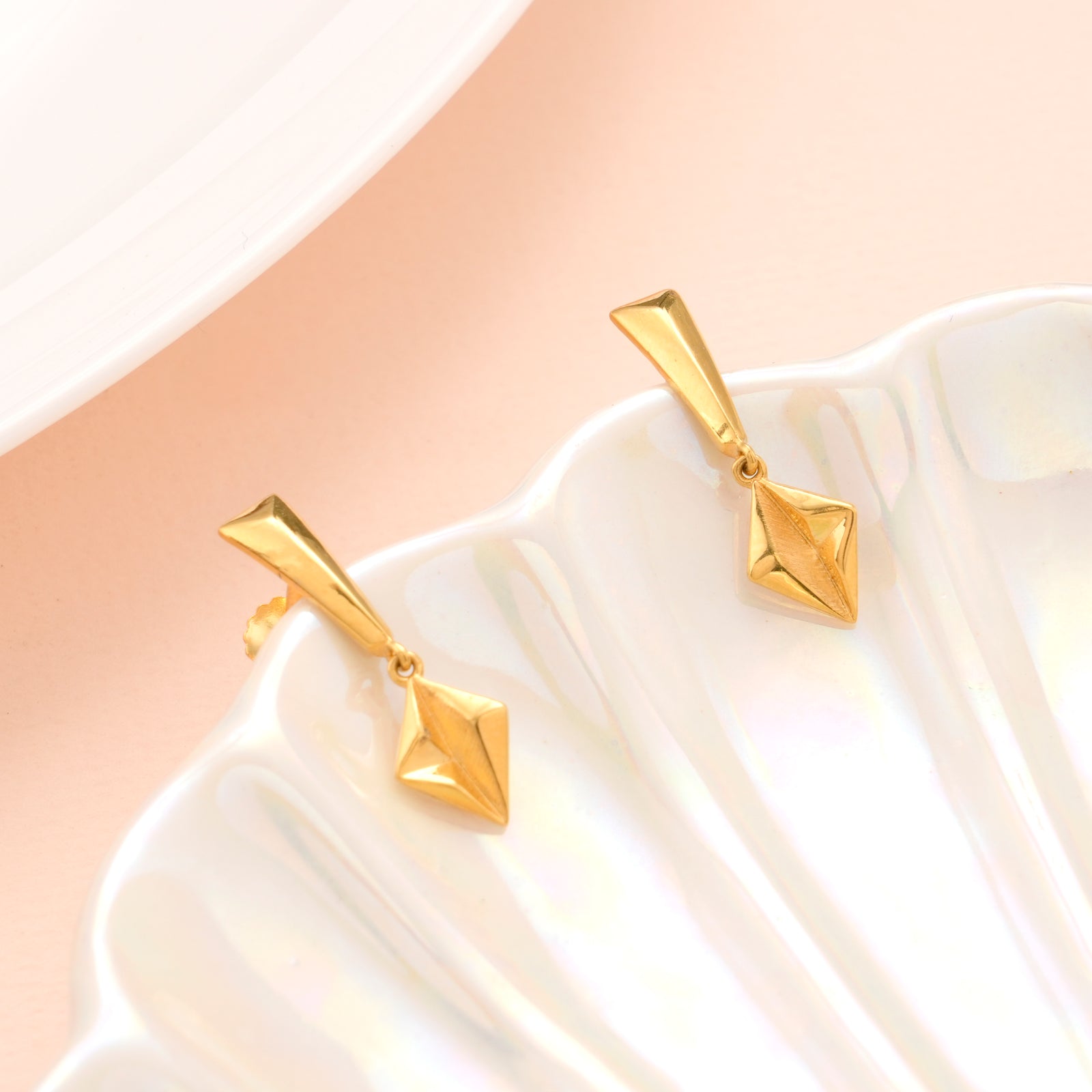Geometric Square Drop Gold Earrings
