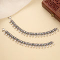 Silver Ruby Teardrop Link Antique Anklet