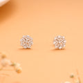 Charm Flower Cubic Stone Silver Stud