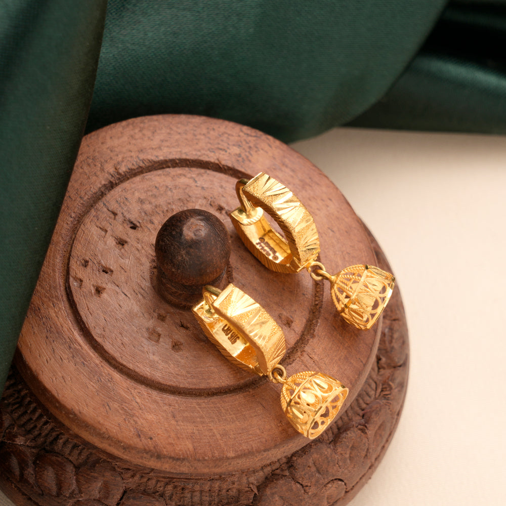 Mini Jhumka Drop Gold Hoop Earrings