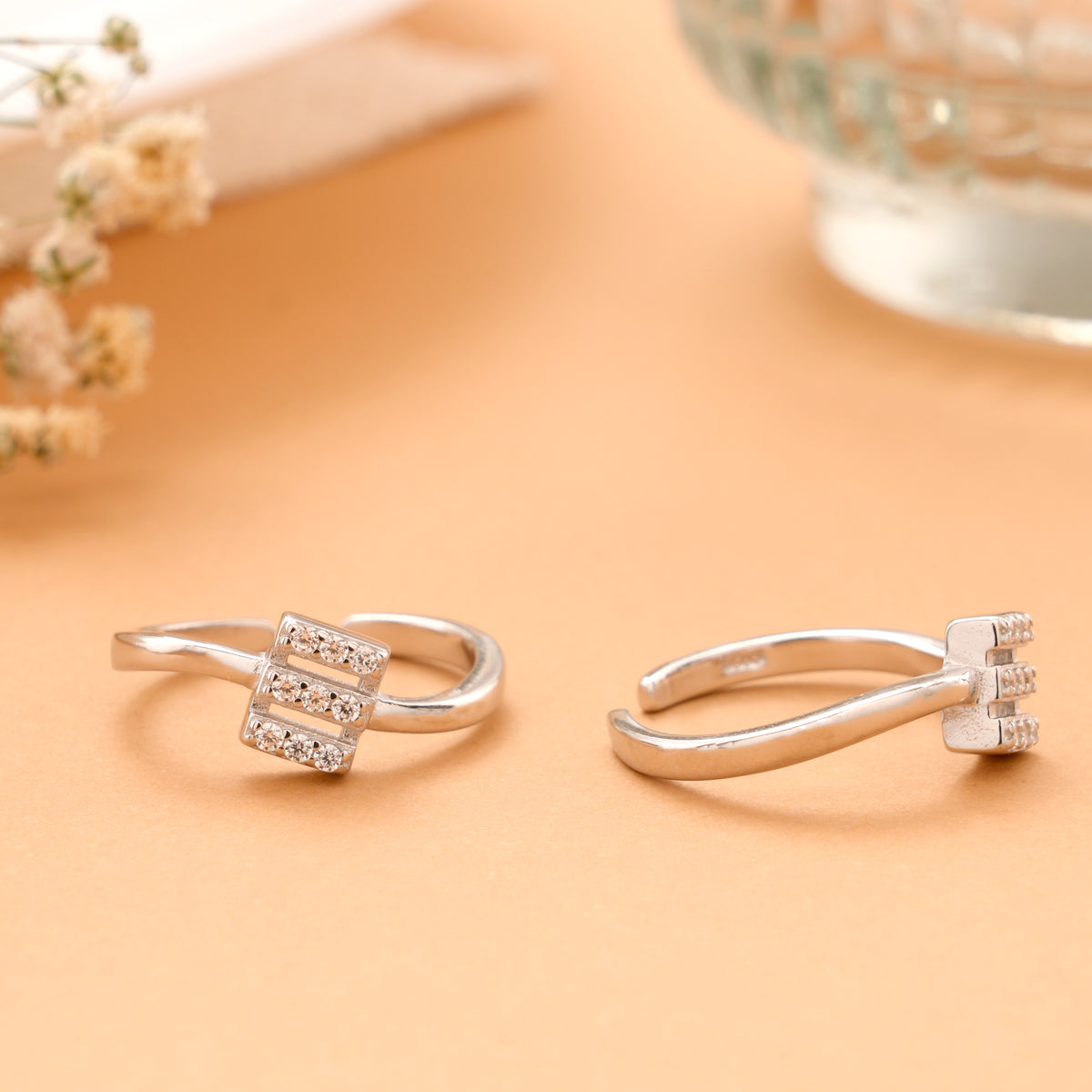 Square Triple Bar Silver Toe Ring