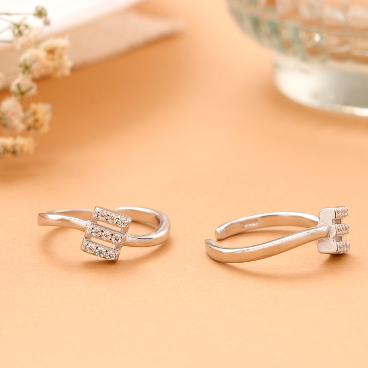 Square Triple Bar Silver Toe Ring