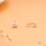 Bloom Stone Tiny Flower Silver Stud