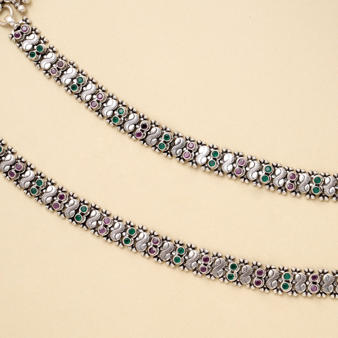Antique Silver Parrot Drop Anklet