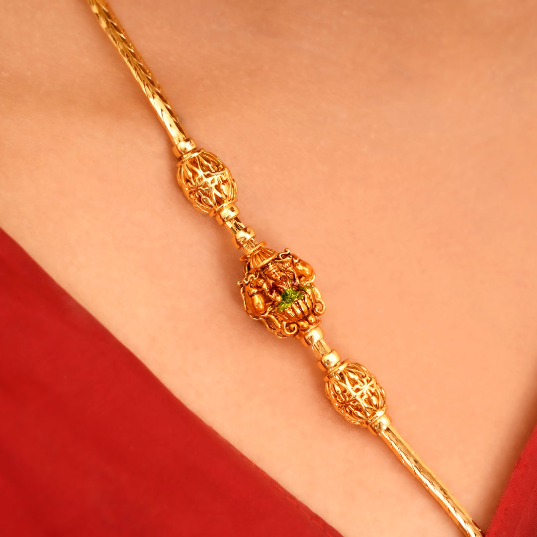 Divine Lakshmi Elephant Golden Mugappu Chain