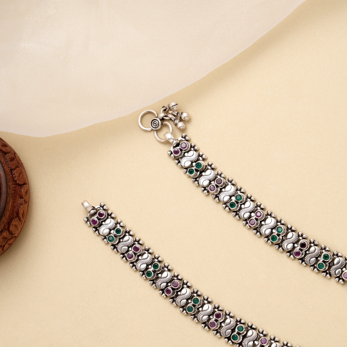 Antique Silver Parrot Drop Anklet
