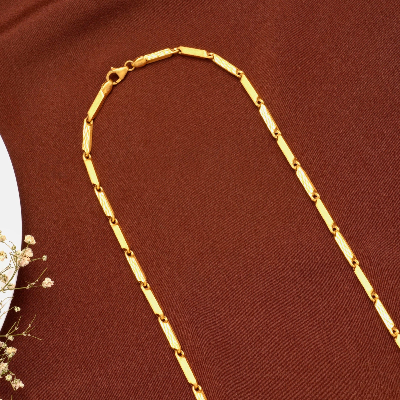 Classic Pipe Link Gold Chain for Men