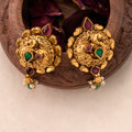 Antique Peacock Design Golden Kundan Stud