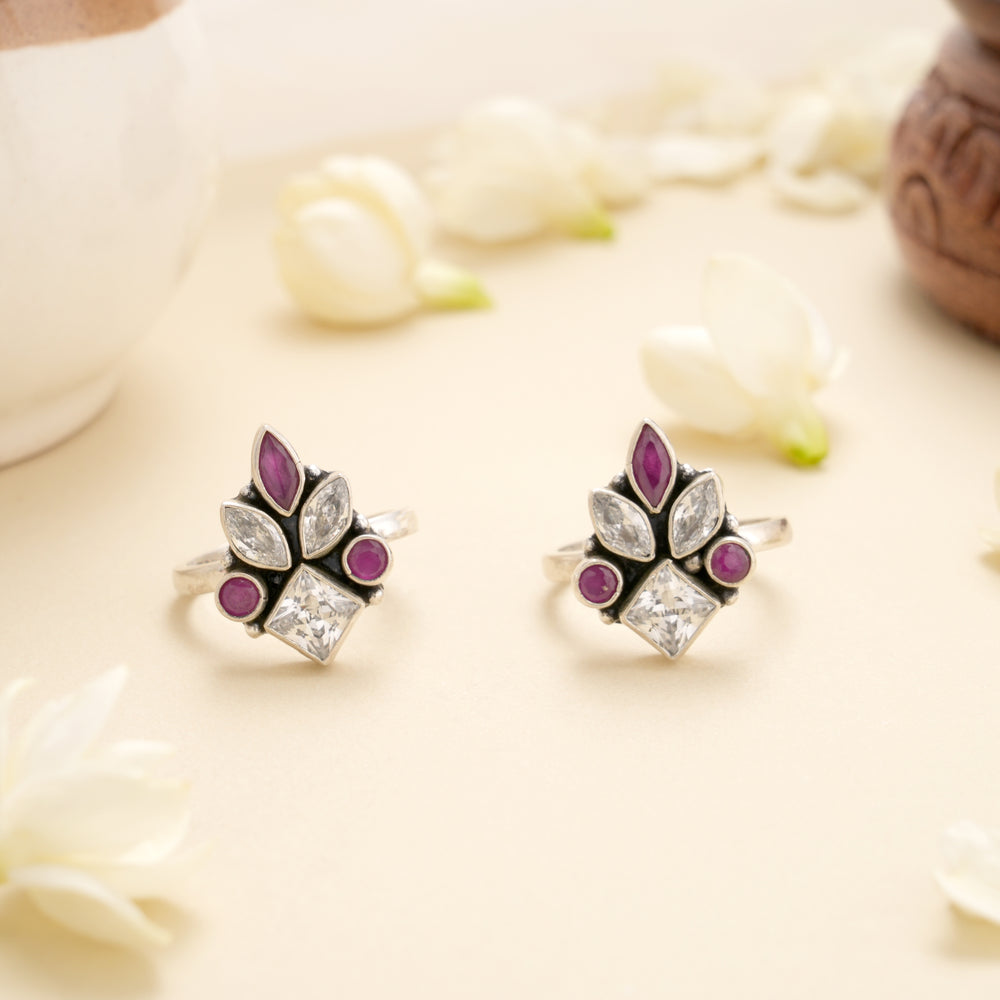 Classic Crystal Touch Silver Toe Ring