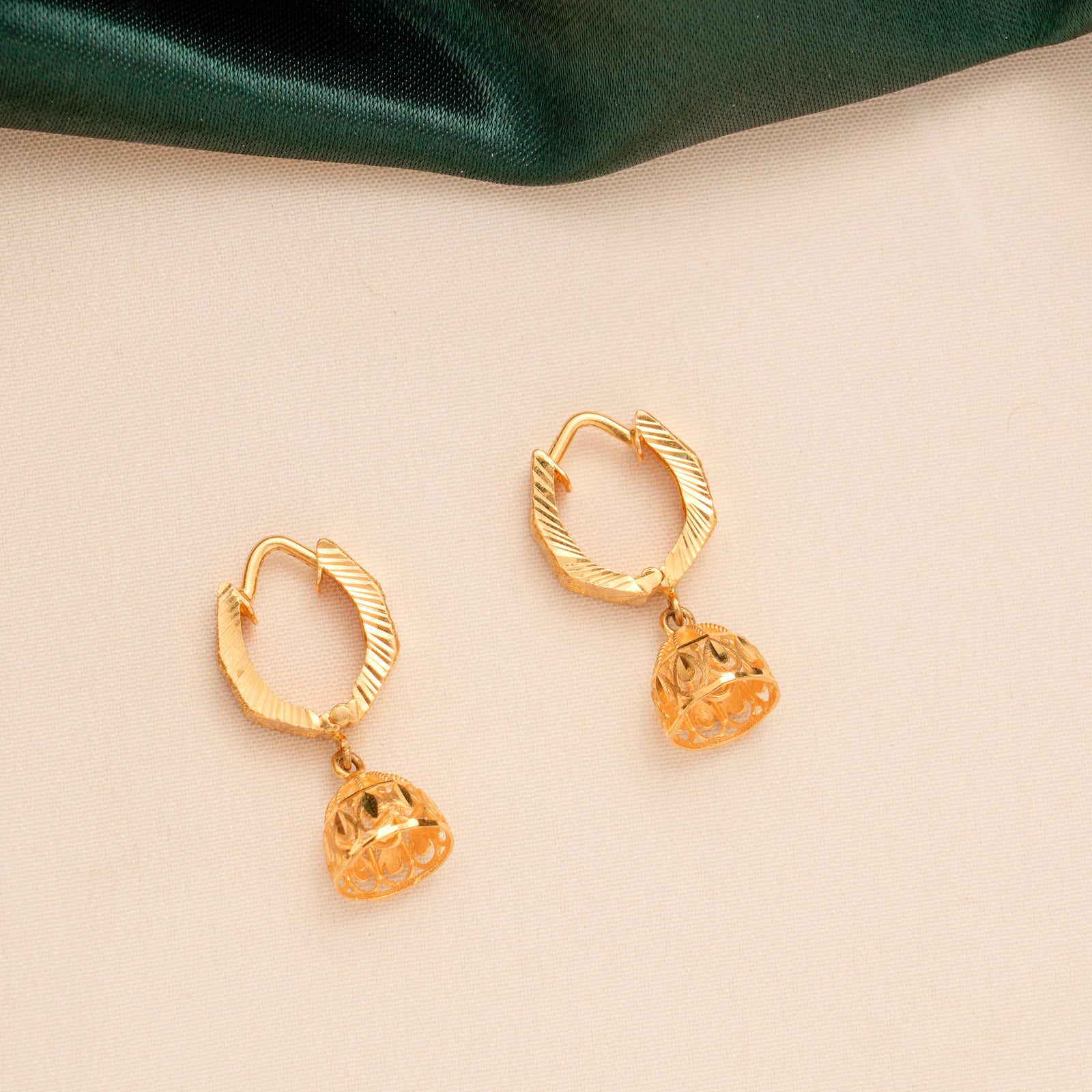 Mini Jhumka Drop Gold Hoop Earrings