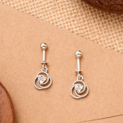 Spiral White Stone Silver Koppu Earring