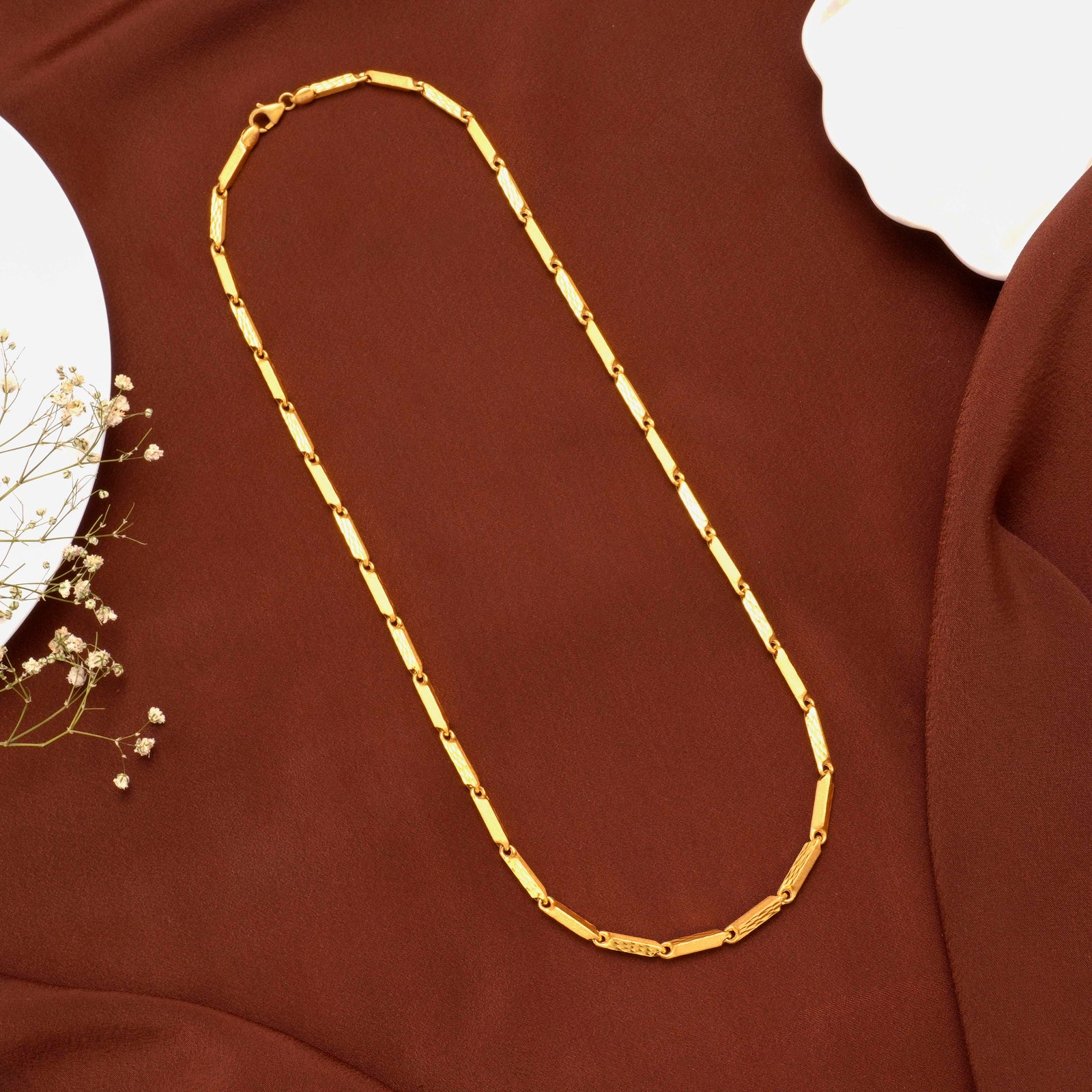 Classic Pipe Link Gold Chain for Men
