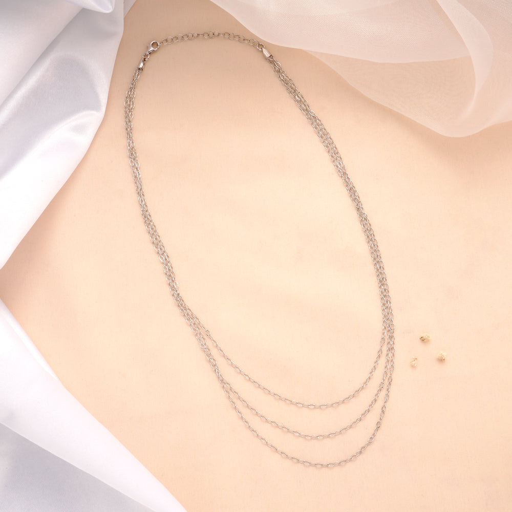 Radiant Triple Layer Silver Chain