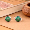 Blue Green Enamel Floral Design Silver Toe Ring