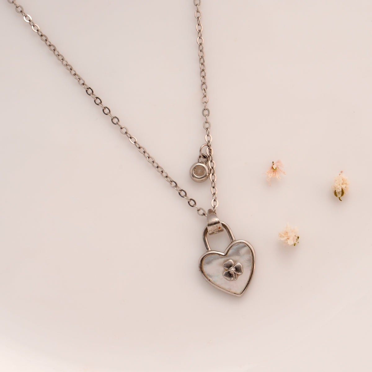 Heart Silver Lock Pendant Chain