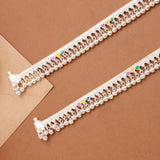 Classic Enamel Link Bell Silver Anklet