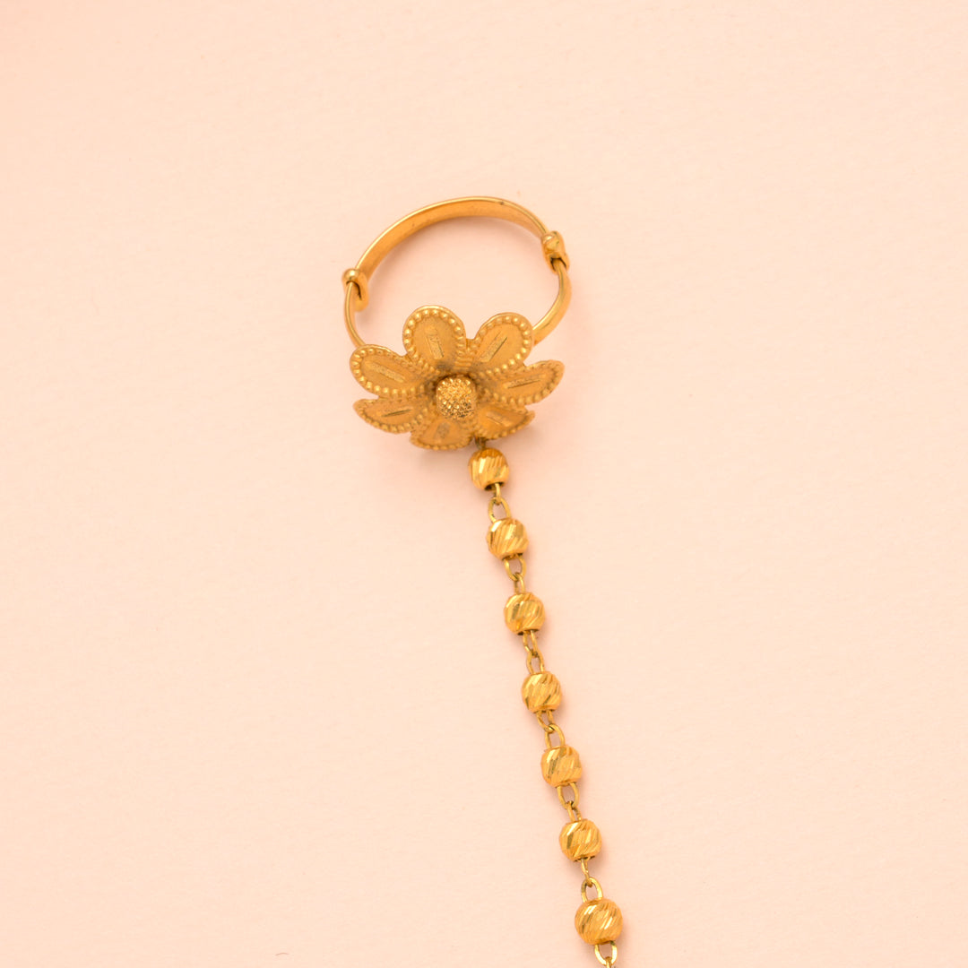 Gold Floral Balls Hath Phool Bracelet with Rings