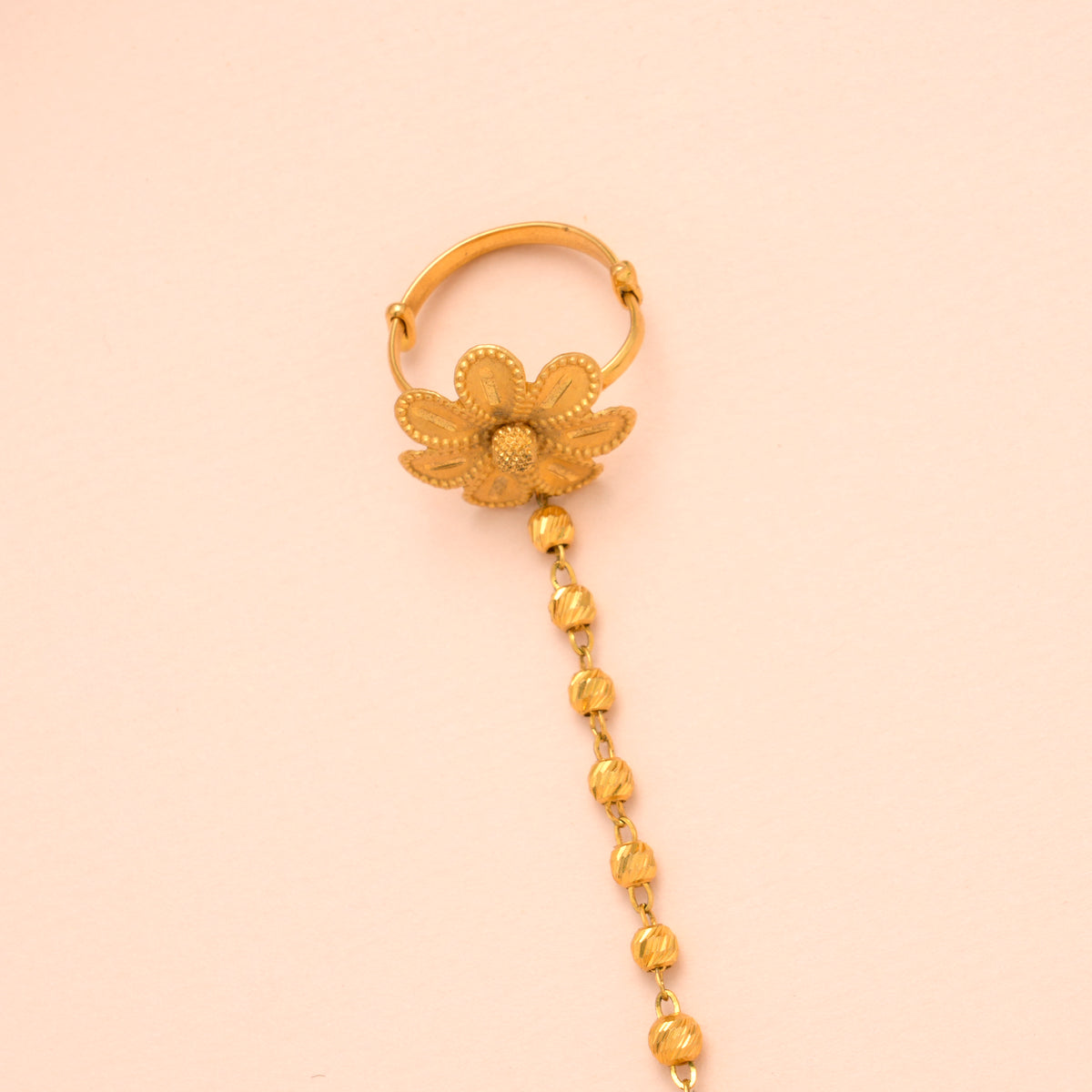 Gold Floral Balls Hath Phool Bracelet with Rings