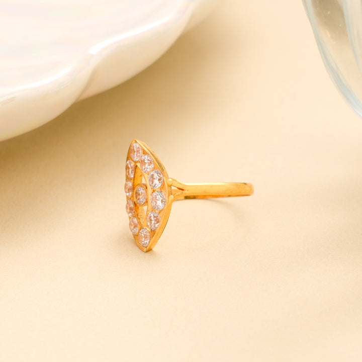 Leaf Shape Stone Gold Ring