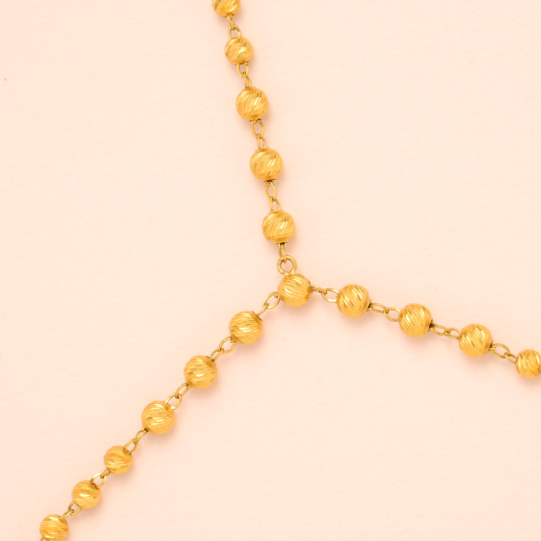 Gold Floral Balls Hath Phool Bracelet with Rings