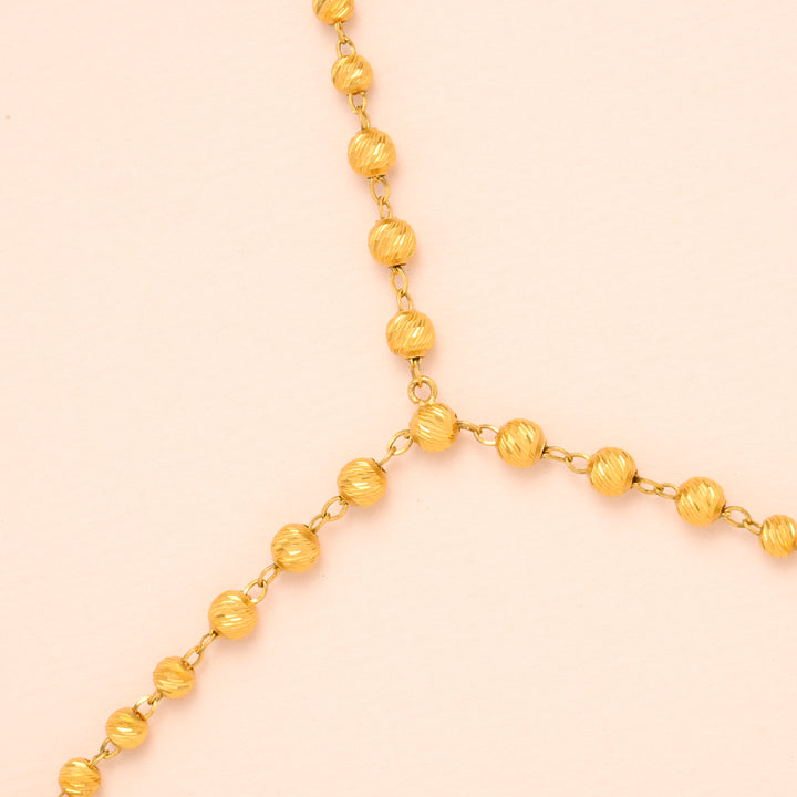Gold Floral Balls Hath Phool Bracelet with Rings