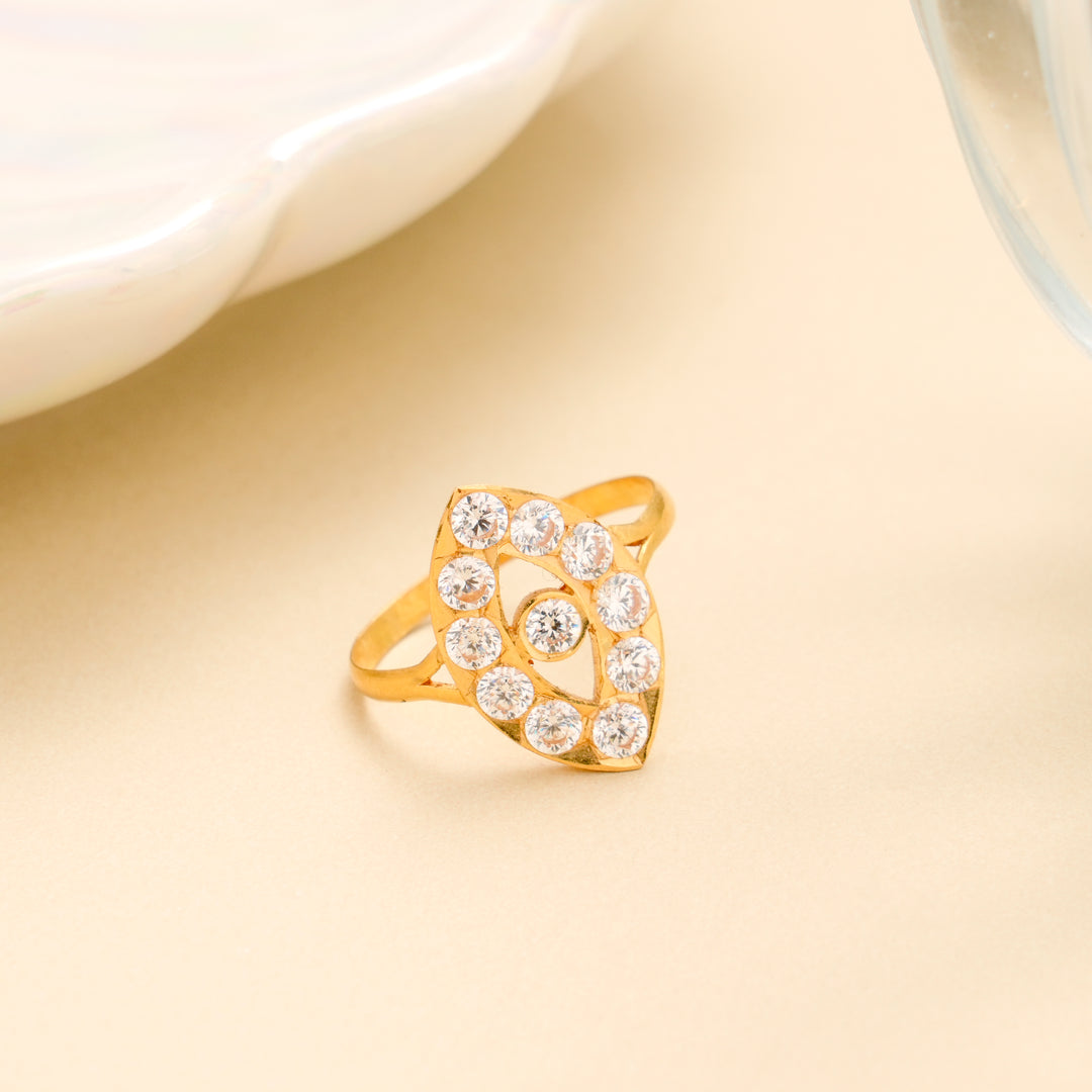 Leaf Shape Stone Gold Ring