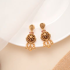 Antique Sun Burst Drops Golden Earring