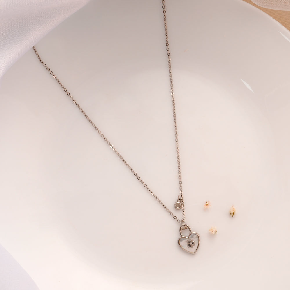 Heart Silver Lock Pendant Chain