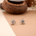 Sparkling Floral Star Silver Stud