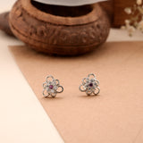 Sparkling Floral Star Silver Stud