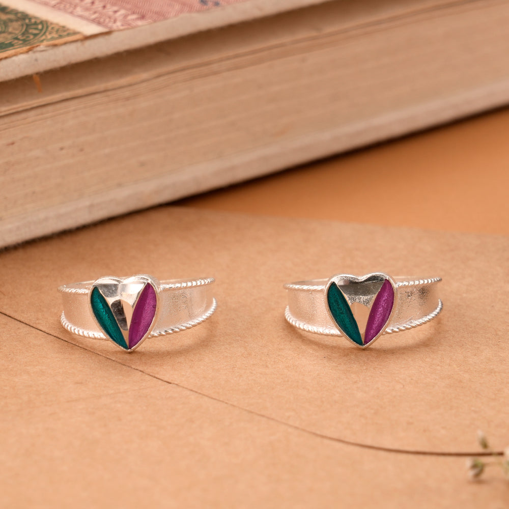 Colour Accent Enamel Silver Toe Ring