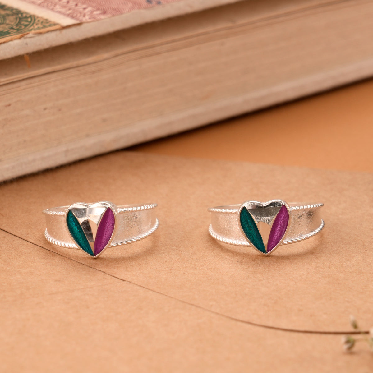 Colour Accent Enamel Silver Toe Ring