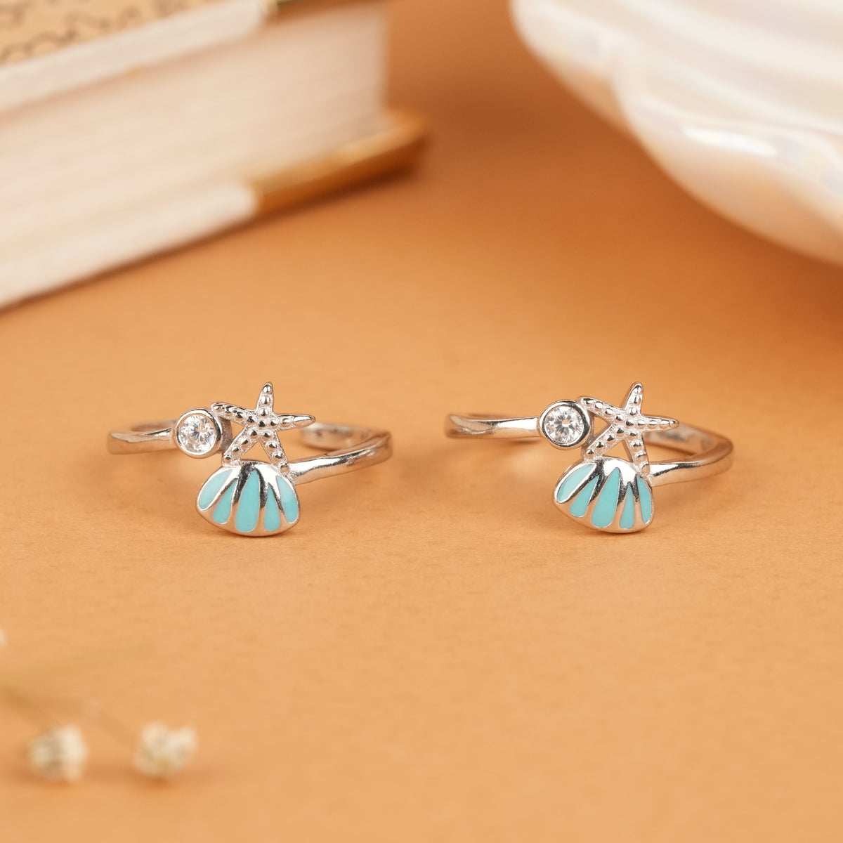 Dainty Starfish Blue Silver Fancy Metti