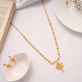 White Stone with Lakshmi Golden Necklace Set