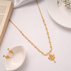 White Stone with Lakshmi Golden Necklace Set