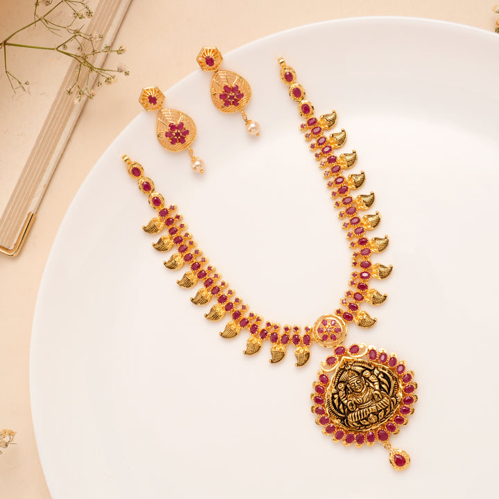 Classic Temple Ruby Bloom Necklace Set