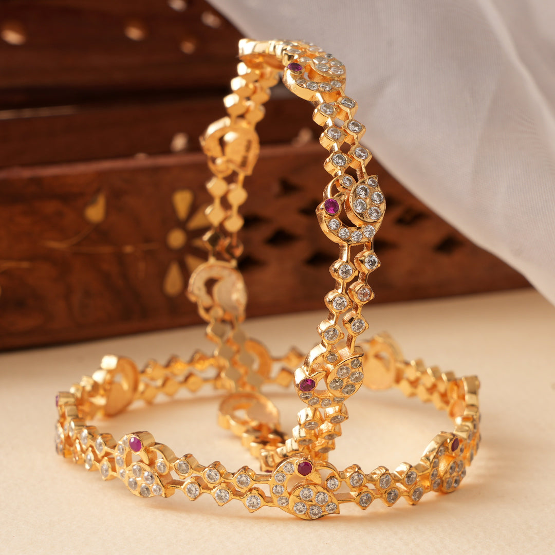 Graceful Peacock Design with Ruby Bangle