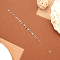 Modern Mini Heart Linked Chain Silver Bracelet