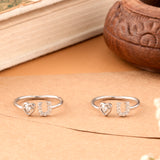 Heart Shape & U White Stone Silver Toe Ring