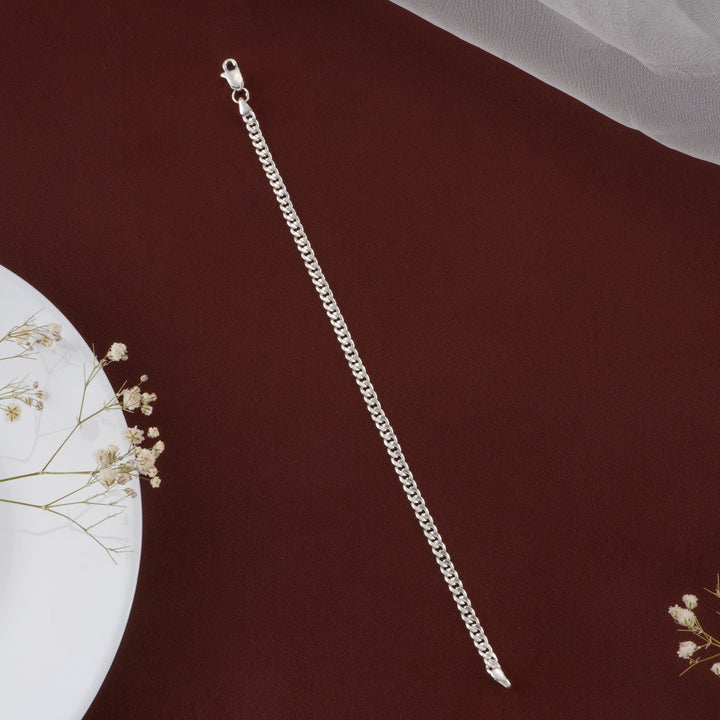 Stylish Curb Link Silver Bracelet