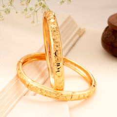 Classic Flower Pattern Golden Bangle