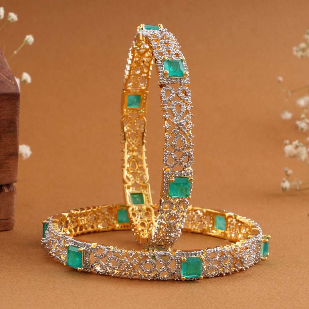 Halo Emerald with Leaf Swarovski Bangle